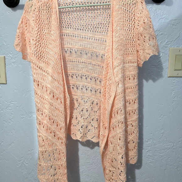 Coral Cardigan Sweater, Open Front sm/med - Picture 4 of 5